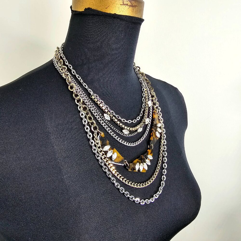 Express Multi-Strand Tortoise & Rhinestone Geomet… - image 2